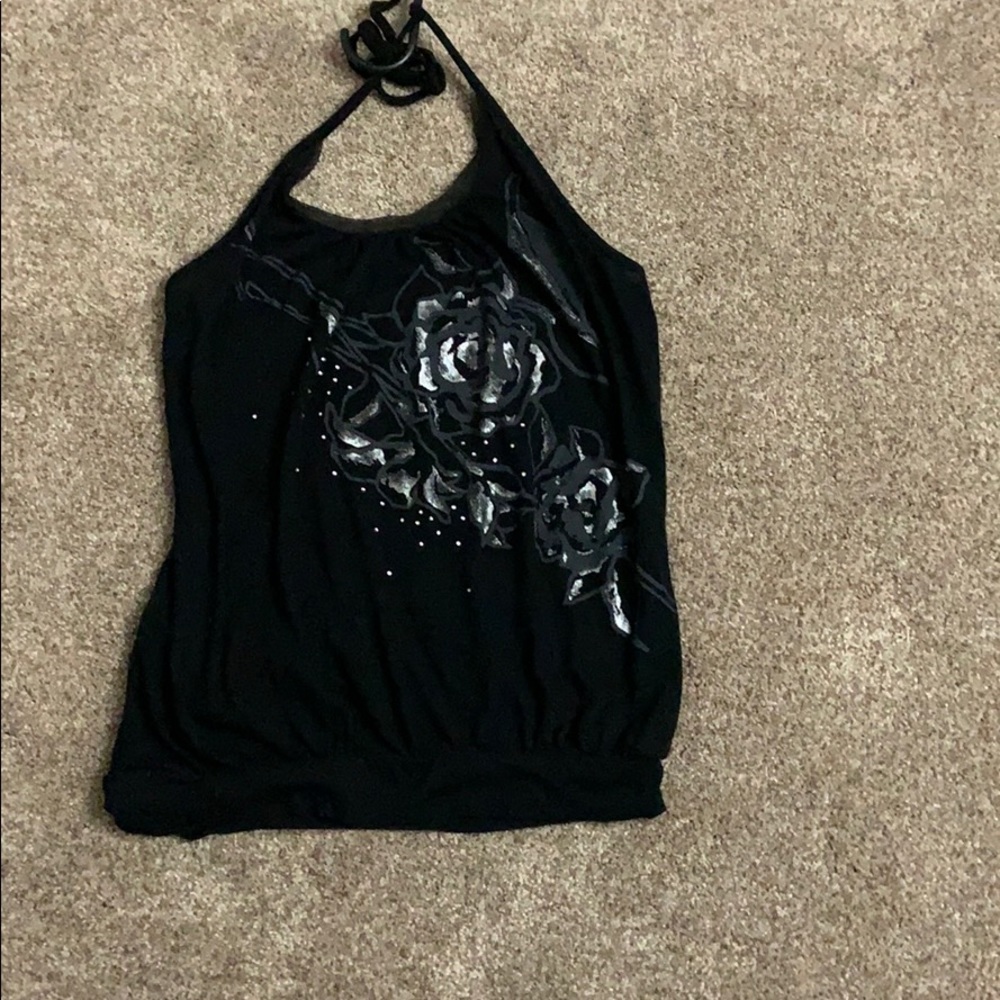 Black flowered shirt